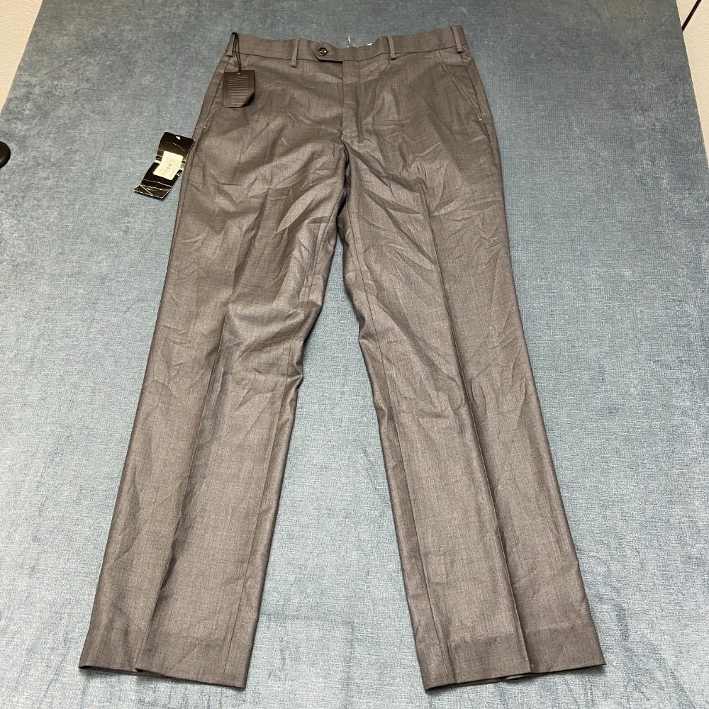 Louis Philippe Blue & Beige Dress Pants Men 36 Gray Business Formal Classic Fit
